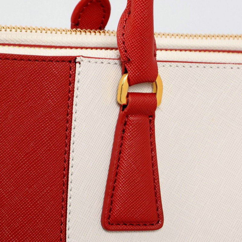 2014 Prada saffiano calfskin 33cm tote BN2274 white&red